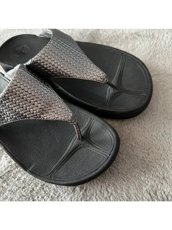 FitFlop Lulu Weave Wedge Sandals Pewter Women's size 7 - Picture 3 of 6